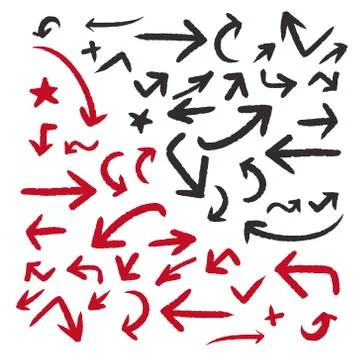 Classic doodle style arrows set Stock Illustration