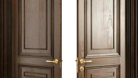 Classic doors opening to the white background. Luma matte, 4k 库存影片 144402339
