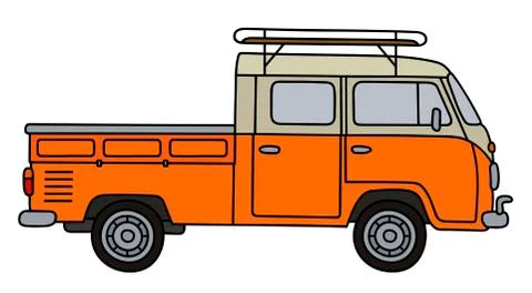 Classic double cab delivery car Stock Illustration
