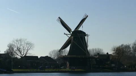 Classic Dutch Windmill Stock Footage 47761709