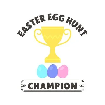 Classic Easter Sticker Design with Golden Trophy, Colorful Eggs Stock Illustration