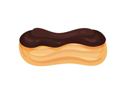 Classic eclair. Vector illustration on white background. Illustrazione stock