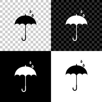 Classic elegant opened umbrella icon isolated on black, white and transparent Illustrazione stock