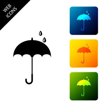 Classic elegant opened umbrella icon isolated on white background. Rain Illustrazione stock