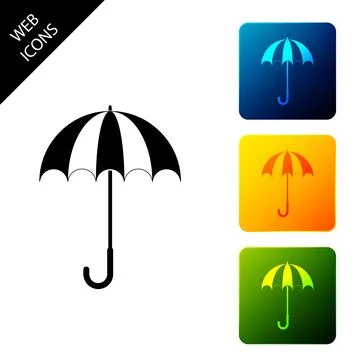 Classic elegant opened umbrella icon isolated. Rain protection symbol. Set icons Stock Illustration