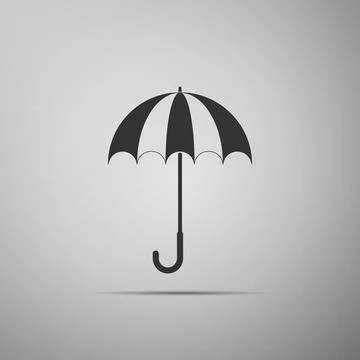 Classic elegant opened umbrella icon isolated on grey background. Rain 库存插图