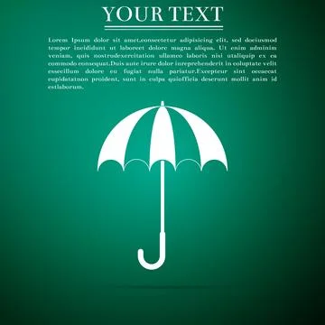 Classic elegant opened umbrella icon isolated on green background. Rain Stock Illustration