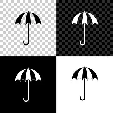 Classic elegant opened umbrella icon isolated on black, white and transparent Illustrazione stock