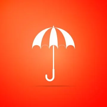 Classic elegant opened umbrella icon isolated on orange background. Rain 库存插图