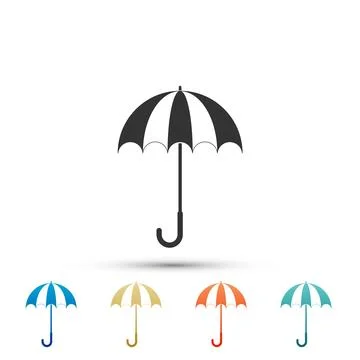 Classic elegant opened umbrella icon isolated on white background. Rain Stock Illustration