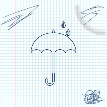 Classic elegant opened umbrella line sketch icon isolated on white background Illustrazione stock
