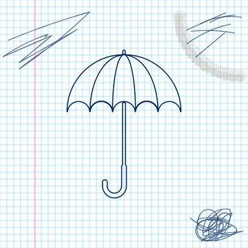 Classic elegant opened umbrella line sketch icon isolated on white background Illustrazione stock