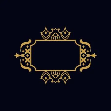 Classic elegant thai pattern border gold isolated Stock Illustration