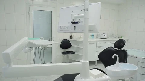 Classic empty dentist`s office interior, middle-wide angle, dolly shot 스톡 동영상 102842331
