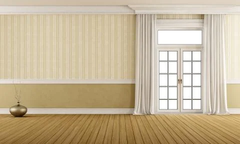 Classic empty room with closed window Stock Illustration