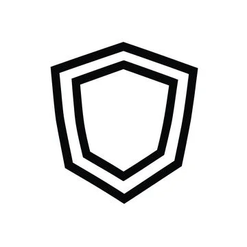 Classic empty shield outline icon for secure logo templates. Stock Illustration