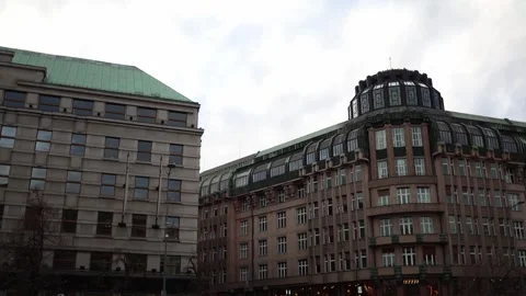 Classic European architecture featuring elegant buildings with green roofs and i Stock Footage 300115643