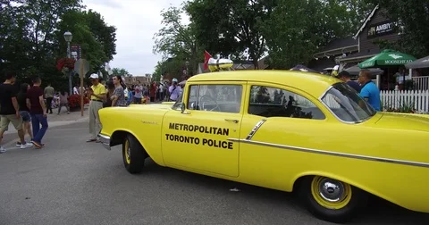 Classic exotic expensive car show in the summer on main street Markham Canada Stock Footage