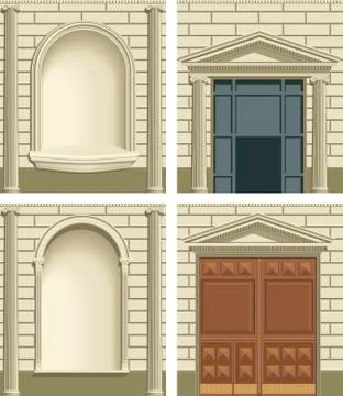 Classic exterior facade elements Stock Illustration