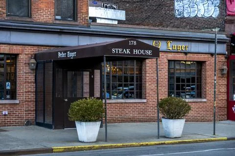 Classic facade of Peter Luger Steak House in Williamsburg. Stock Photos