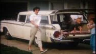 Classic Family Station Wagon Ready For The Road 1950S Vintage Home Movie 2167 Stock Footage