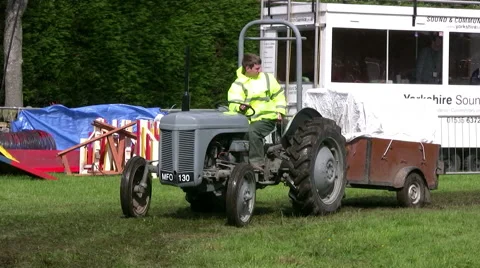 Classic Ferguson tractor and trailer at Chipping steam fair, Lancashire Video stock 49967166