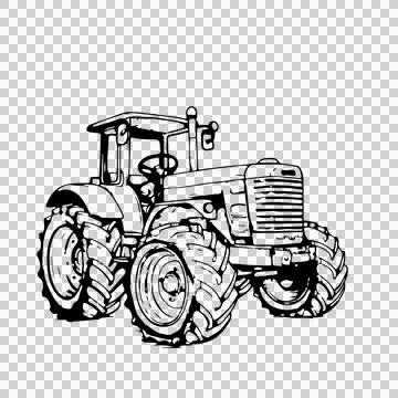 Classic Field Tractor Front View stationary wheels exhaust イラスト素材