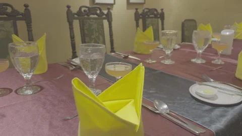 Classic Fine Dining Table Setting Pan Shot In Taipei Stock Footage 344831462