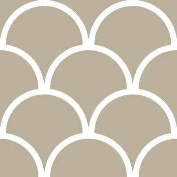 Classic Fish Scale Geometric Vector Repeated Seamless Pattern, in Neutral Beige Stock Illustration