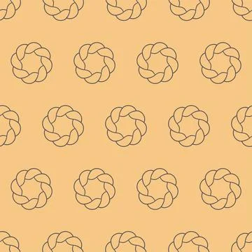 Classic flat circle frame twisted rope icon seamless pattern. Outline marine  Stock Illustration