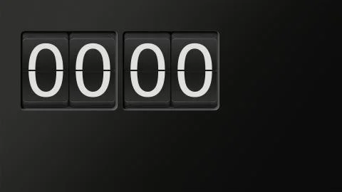 Classic flip clock watch face showing 00:00 on black background Stock Illustration