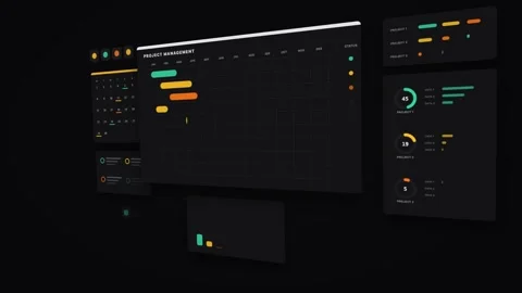 Classic Floating Panels Right Project Scene Dark UI Loop Видео 342603396