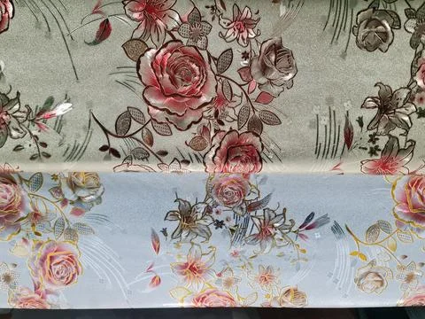 Classic Floral Pattern Tablecloth with Elegant Rose and Lily Embossed Design Stock Photos