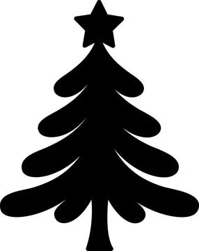 Classic fluffy Christmas tree icon with star topper Stock Illustration