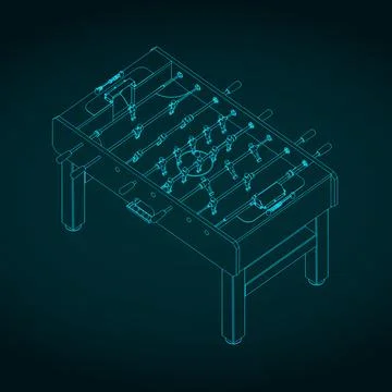 Classic foosball table isometric drawing Stock Illustration