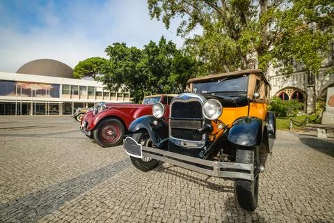 Classic Ford Model A in Phaeton version on cobblestone road Stock Photos