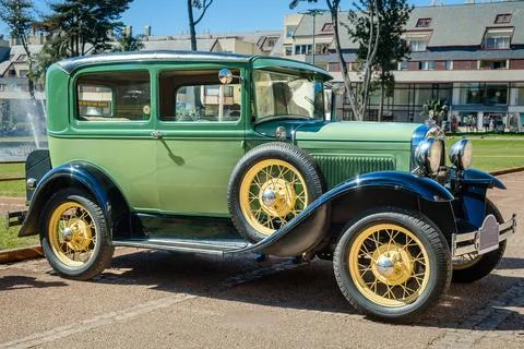 Classic Ford Model A in Tudor Sedan version on cobblestone road Stock Photos