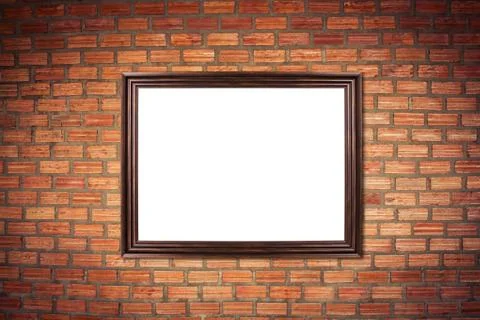 Classic frame on white cement wall in showroom and gallery. Stock Photos