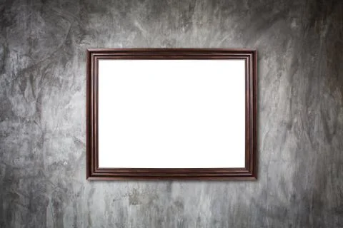 Classic frame on white cement wall in showroom and gallery. Stock Photos