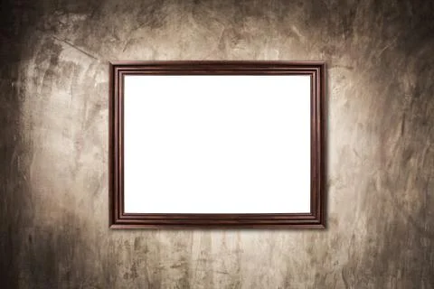 Classic frame on white cement wall in showroom and gallery. Stock Photos