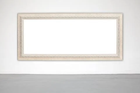 Classic frame on white cement wall in showroom and gallery. Stock Photos