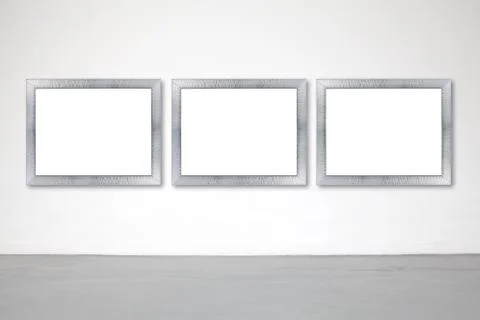 Classic frame on white cement wall in showroom and gallery. Stock Photos