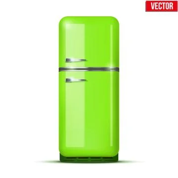Classic Fridge refrigerator. Vector isolated on white background Stock Illustration