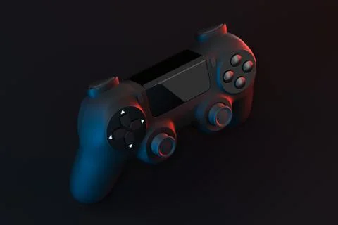 Classic game pad with dark background, 3d rendering. Illustrazione stock