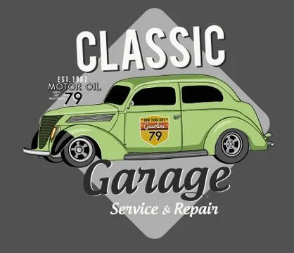 Classic garage. Retro poster .Vector. Stock Illustration