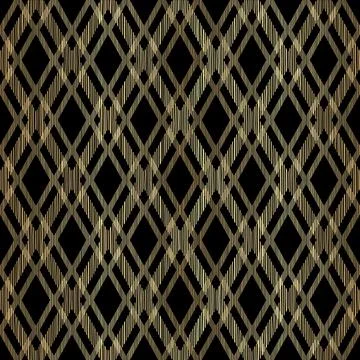 Classic Geometric Rhombus Pattern Background with Stripes in Gold and Black C Stock Illustration