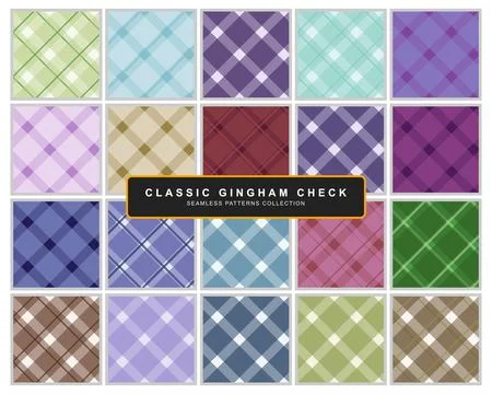 Classic gingham check seamless pattern tiles in multiple vibrant color vari.. Stock Illustration