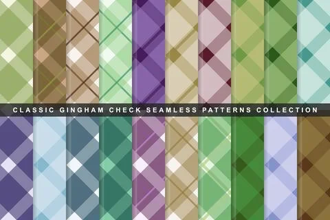 Classic gingham check seamless patterns collection with displays versatile .. Stock Illustration