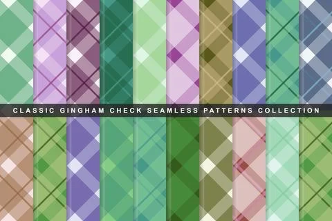 Classic gingham check seamless patterns collection with showcases variety s.. Stock Illustration
