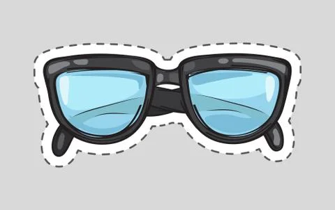 Classic Glasses Icon Patch Isolated Cut Out Vector Illustrazione stock